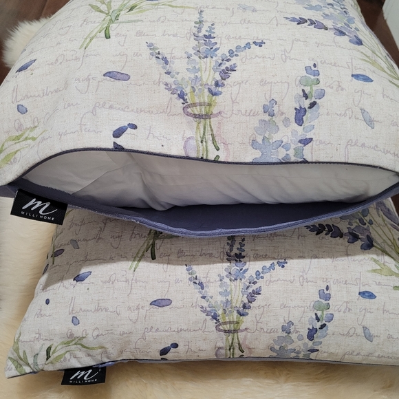 MILLI HOME | Linen Blend Reversible Lavender Themed Throw Pillow - Picture 5 of 7